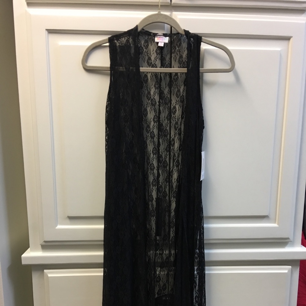 Lularoe Joy long lace vest size Small with tags